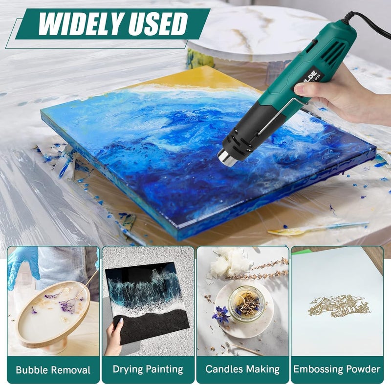 NEU MASTER PRULDE Mini Heat Gun 2-Temp 480°F-850°F (250°C-450°C) Hot Air Gun Tool with 6.56Ft UL Cord & Reflector Nozzle for Crafting, Shrink Tubing, Vinyl Wrap, Candle Making, Embossing, Epoxy Resin - Image 5